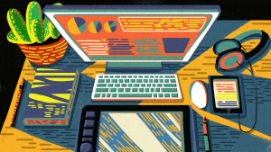 —Pngtree—retro-texture-office-scene-computer_4216318